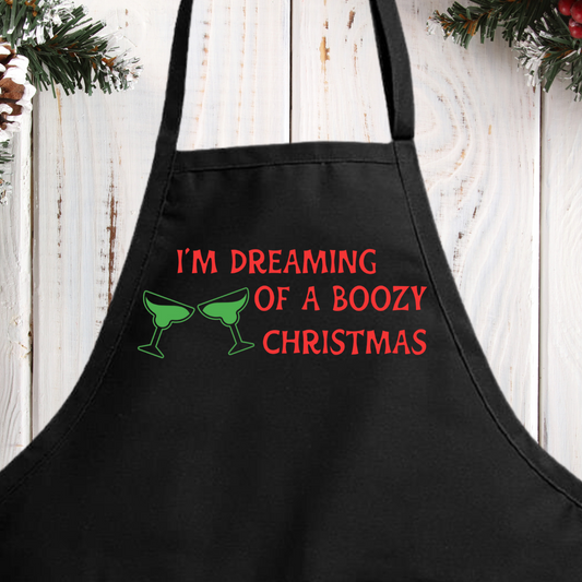 Funny Christmas Apron - I'm Dreaming Of A Boozy Christmas